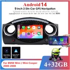 9'' Android 14 4+32GB Car Stereo Radio GPS Navi For BMW Mini /Mini Cooper 00-08