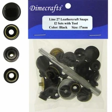 20 mm No-Sew Line 27 Black Snaps 12 Set with Tool CT. 12