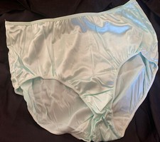 vtg nwot silky Liquid satin Blue Green Mint high gloss brief sissy panties sz 9