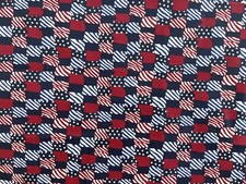 Vintage Cotton Quilt Fabric Patriotic American Stars Stripes Navy Blue by1/2Yard