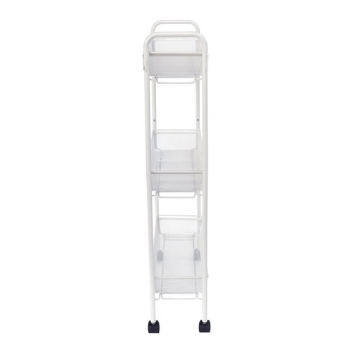 Slim 3-Shelf Rolling Bathroom Organization Cart with 2 Hooks Wheels Organizer - Picture 7 of 12