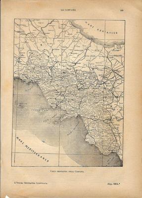 Carta geografica antica CAMPANIA 1891 Old antique map | eBay