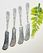 S.Kirk & Son Sterling Silver Set Of 4 Butter Knives Different Repoussé Pattern!