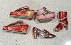 Miniature Ceramic Victorian Boot Shoe Figurines 5 Pcs Lot Trinket Box Japanese