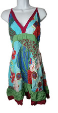 Luv 2 Luv Green & Raspberry Floral Multi Print Patchwork Ruffle Dress Size XL