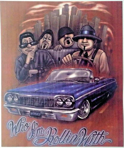 VTG 1990's CHICANO ART "ROLLIN WITH THE HOMIES" BY DAVID GONZALES! "BAD A$$"
