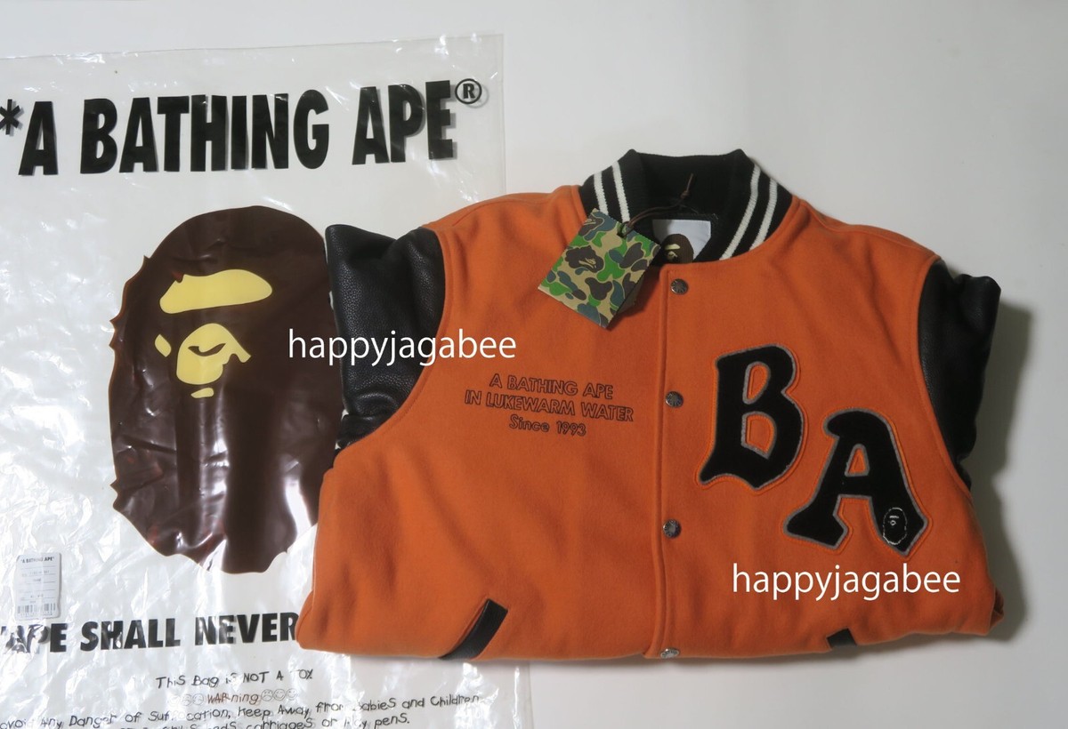 A BATHING APE Men's A BATHING APE RELAXED VARSITY JACKET A BATHING APE Men's A BATHING APE RELAXED VARSITY JACKET