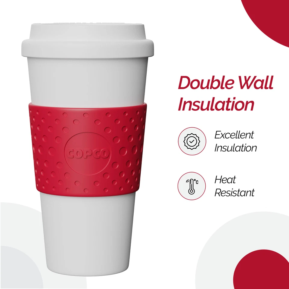 Taza de viaje aislada Copco, taza de café con tapa, 16 oz - rojo cereza Foto 3 de 4
