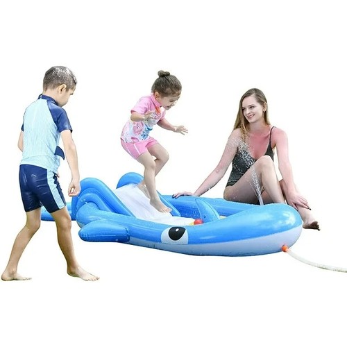 TUMBONA DE AGUA INFLABLE MONTABLE FLOTADOR PISCINA JUEGO NATACIÓN BALLENAS SUNCLUB - Imagen 2 de 2