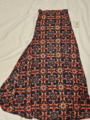 LuLaRoeMAXI 2X White Blue Ombré Orange Floral Dip Skirt Dress New NWT XXL 22