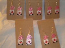 Set of 5 Pairs Goldtone Enamel Valentine Gnome Earrings