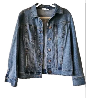 Chico's Women's Jean Jacket Size 1 Denim Copper Button Classic
