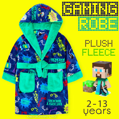 Minecraft Robe Kids Kids Boys Robe Hooded Minecraft Novelty Dressing Gown Fleece Gamer 2-13 ...