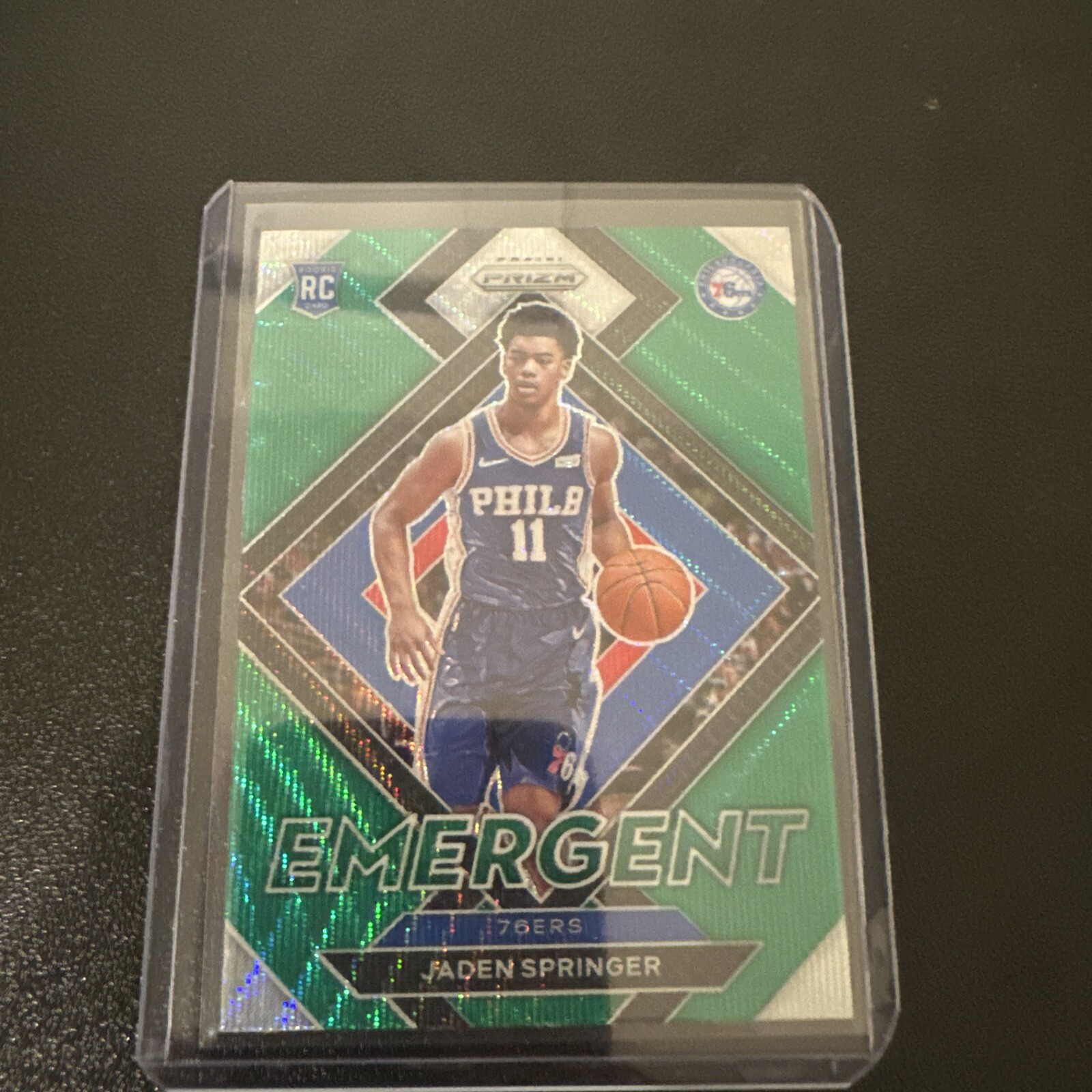 2021-22 Panini Prizm #26 Jaden Springer Emergent Green Wave Philadelphia 76ers