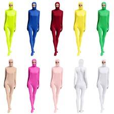 Unisex Women Men Leotard Athletic Jumpsuit Costume Bodysuit Catsuit Hooded