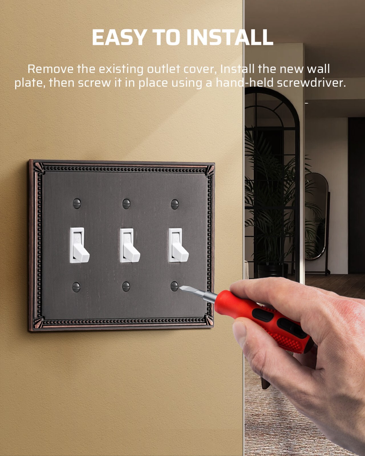 DEWENWILS Decorative Wall Plate Switch Plate Outlet Cover, Aged Bronze 2 Pack