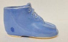 Vintage Art Pottery Blue Baby Shoe Planter