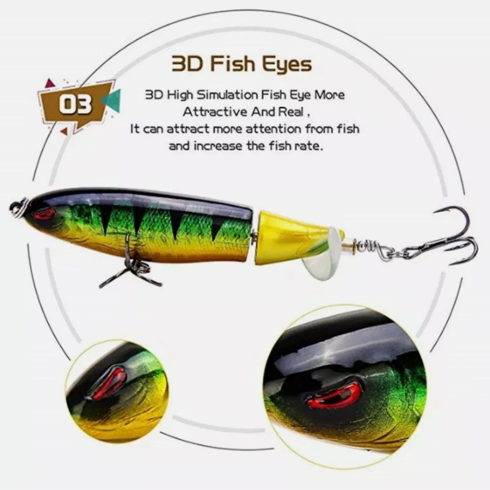 Whopper Plopper Topwater Floating Fishing Lures Rotating Tail for Bass Pike NEW - Image 3 of 4