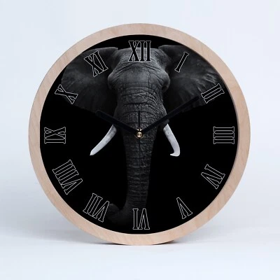 Estampado Silencio Relojes de Pared de Madera Rústica fi 20 cm elefante africano - Imagen 1 de 4