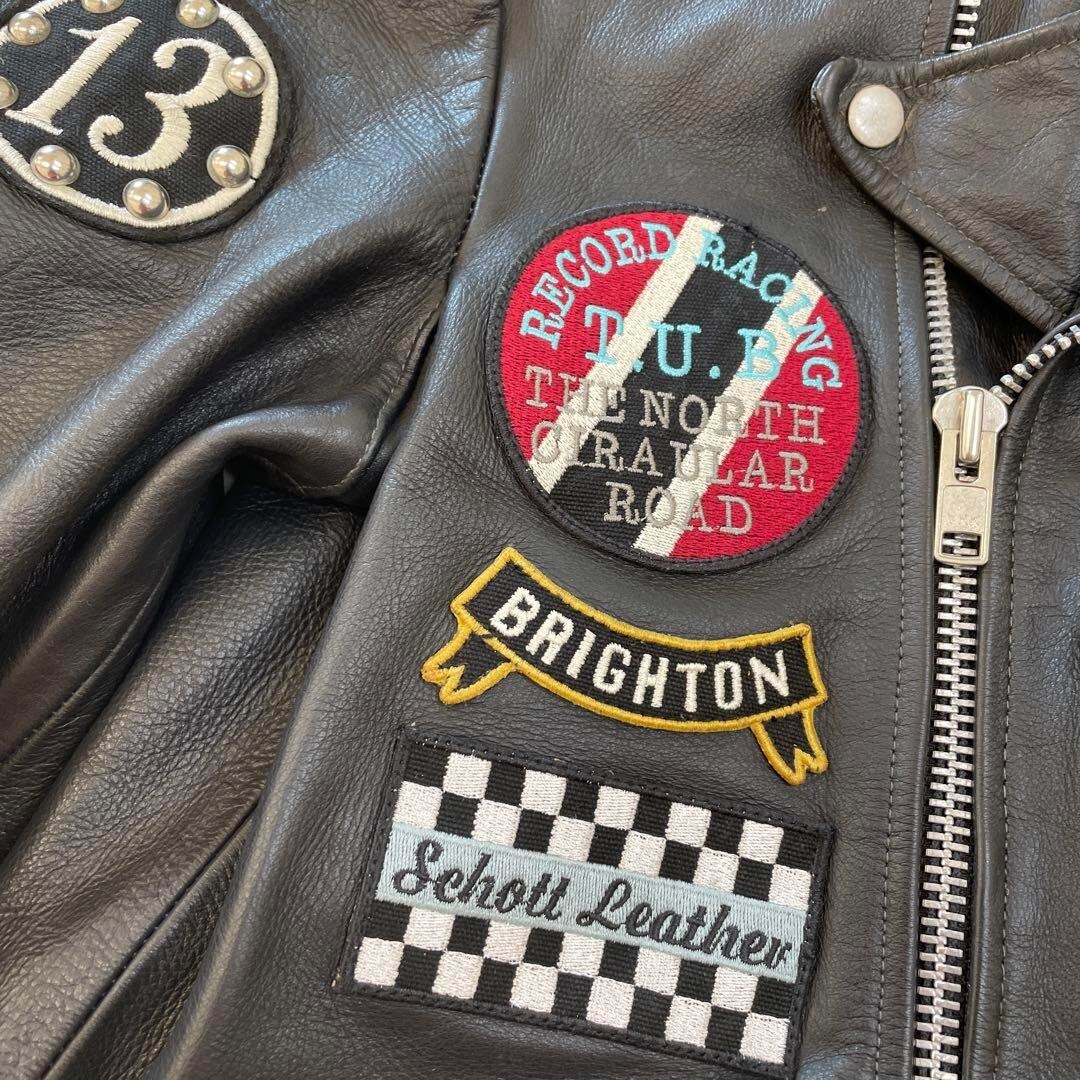 Schott Skull Patch Double Riders Jacket Blouson Men Size M Cowhide