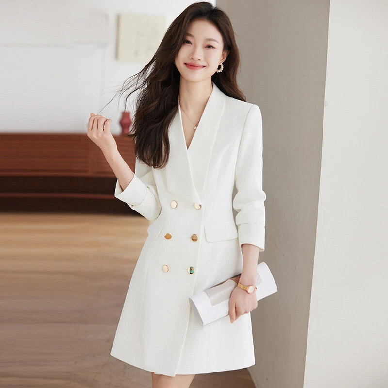 Women's Double-Breasted A-Line Dress Business Workwear Long Sleeve Office Dress | eBay Women's Double-Breasted A-Line Dress Business Workwear Long Sleeve Office Dress | eBay