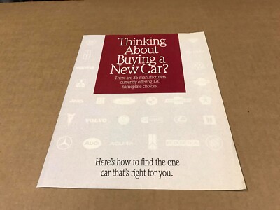 Vintage 1990 ''Thinking About Buying a New Car?'' Oldsmobile Brochure Salesmen
