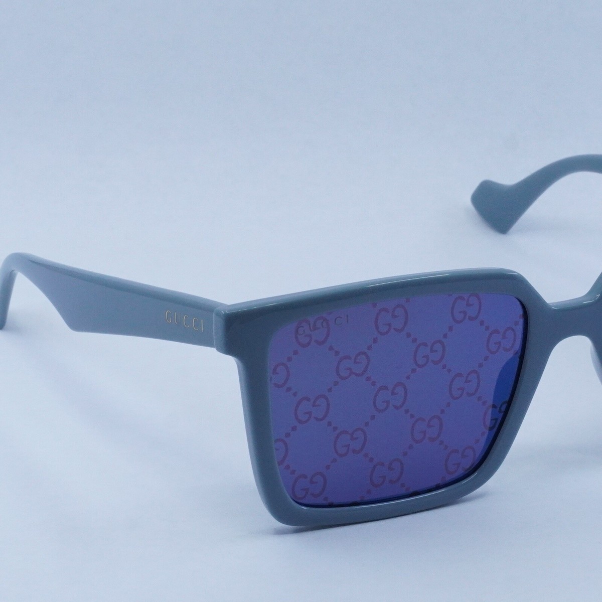 New GUCCI GG1540S 003 Shiny Light Blue/Blue Mirror And 
