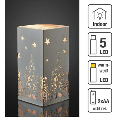 Hellum LED-Dekolicht Metall ''Tannenbaum'' 5 LEDs warmweiß batteriebetrieben IP20