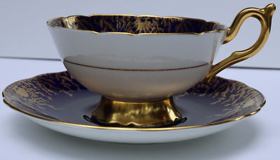 英国COALPORT　C&S 1960s Vintage Coalport Sincerity Theme Teacup and Saucer, Dark