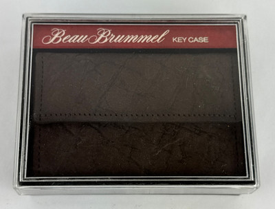 Beau Brummell Brown Leather Key Case W/ Box 3.5'' L Key Holder Organizer Vintage