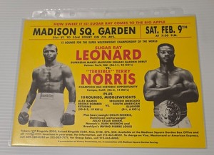 Vintage 1991 Sugar Ray Leonard vs Terrible Terry Norris fight flyer 