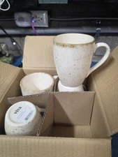 4 New Vietri Viva Earth Eggshell Coffee Mugs