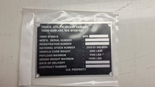 US ARMY HMMWV M-1097A2 Humvee Data Plate BLANKO