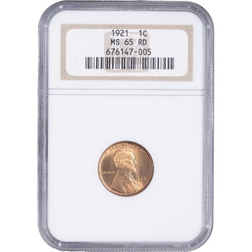 1921 1c Lincoln Wheat Cent ~ NGC MS65 RD