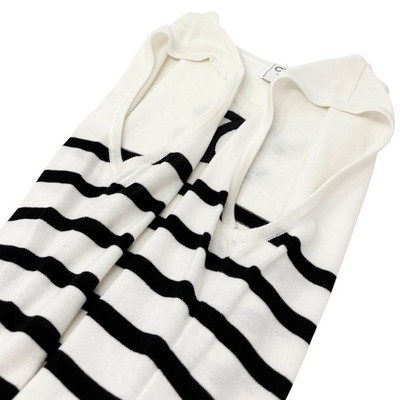 CHANEL Vintage 1994 CC Logo Striped Sleeveless Top #40 Tank White