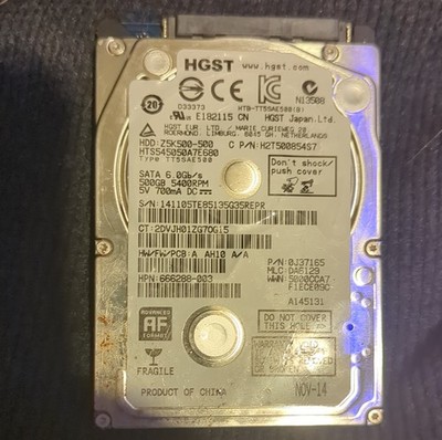 HGST HTS545050A7E680 500GB 2.5'' SATA 6Gb/s 5400RPM Advanced Format Internal HDD