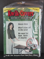 Fitted Table Covers 6' Banquet Fits 6 ft x 30 in White Kwik-Covers Reusable