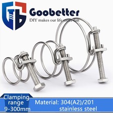 Universal Double Wire Hose Clip Adjustable Clamp For Pipe A2/201 Stainless Steel