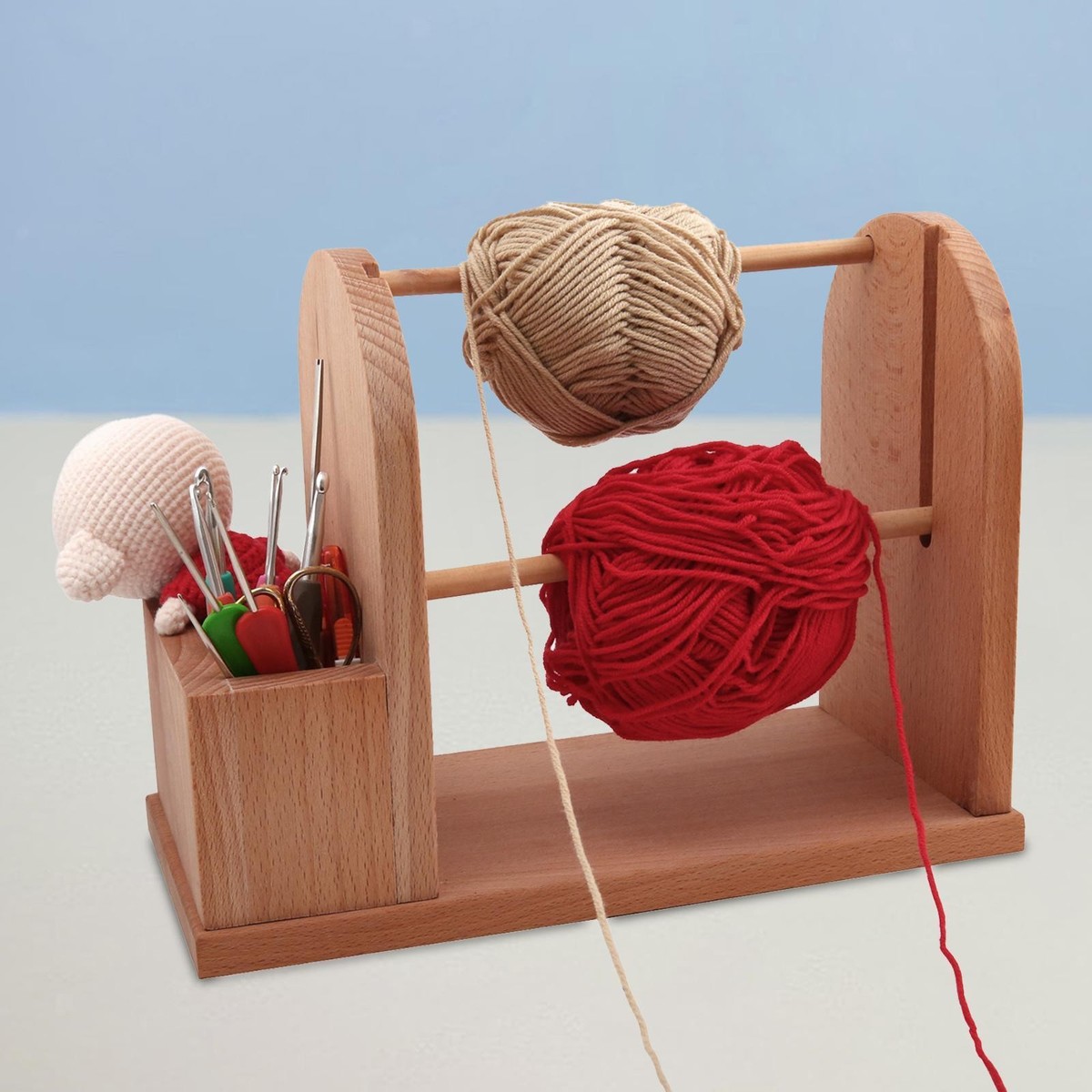 Flower-Shaped Wooden Yarn Holder - Handcrafted Yarn Storage Organizer For Knitting & Crochet
