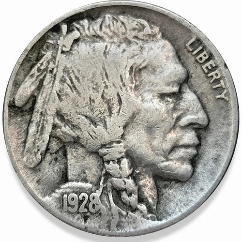 1928-P Buffalo Nickel 5c Fine F+ * Original Surfaces * 1928P #2