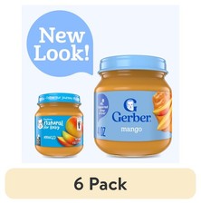  6 pack Gerber 1st Foods Natural for Baby Baby Food, Mango, 4 oz Jar