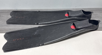 SEAC Motus Black Long Free Diving Spearfishing Fins US 6.5-7 Adult VTG ITALY