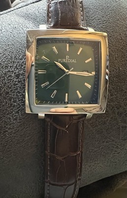 Puredial Square Legacy 1860's style mens designer watch. Needs Battery