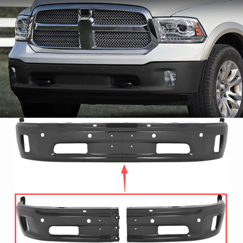 Black Steel Front Bumper for 2013-2018 RAM 1500 W/ Sensor & Fog Light Holes