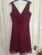 BHS Wedding Collection Ruby Red Chiffon Wide Strap Sleeveless Dress Size 12