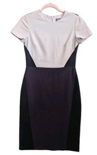 Vince Camuto Colorblock Purple Black Sheath Dress Womens 4 Cap Sleeves Career