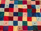 Vintage Quilt 76" X 62" Flannel & Velour Small Cotton Squares Light Weight Cozy  — photo 9