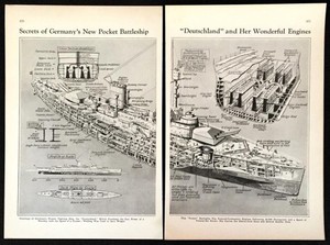 Deutschland German Cruiser pocket battleship 1931 graphic pictorial