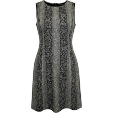 T Tahari Sheath Dress Women Size 10 Black White Textured Knit Sleeveless Zip