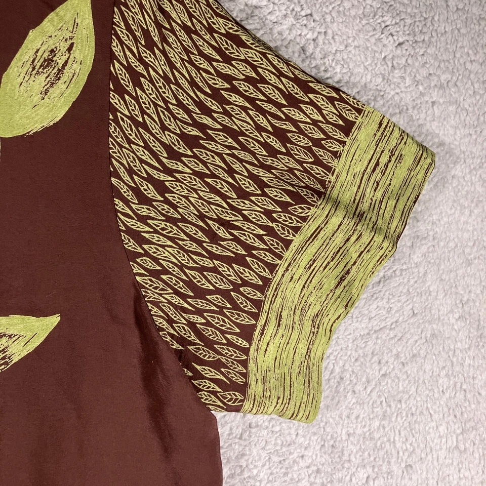 Blusa David Dart Floral Botón Mujer XL Marrón Verde Bloomcore Cottagecore Elegante Foto 3 de 4